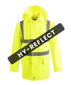 Enhanced visibility reflective raincoat