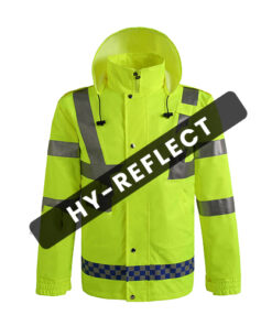 Highly reflective raincoat with elastic waistband