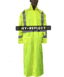 waterproof hi vis reflective long raincoat